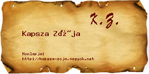 Kapsza Zója névjegykártya